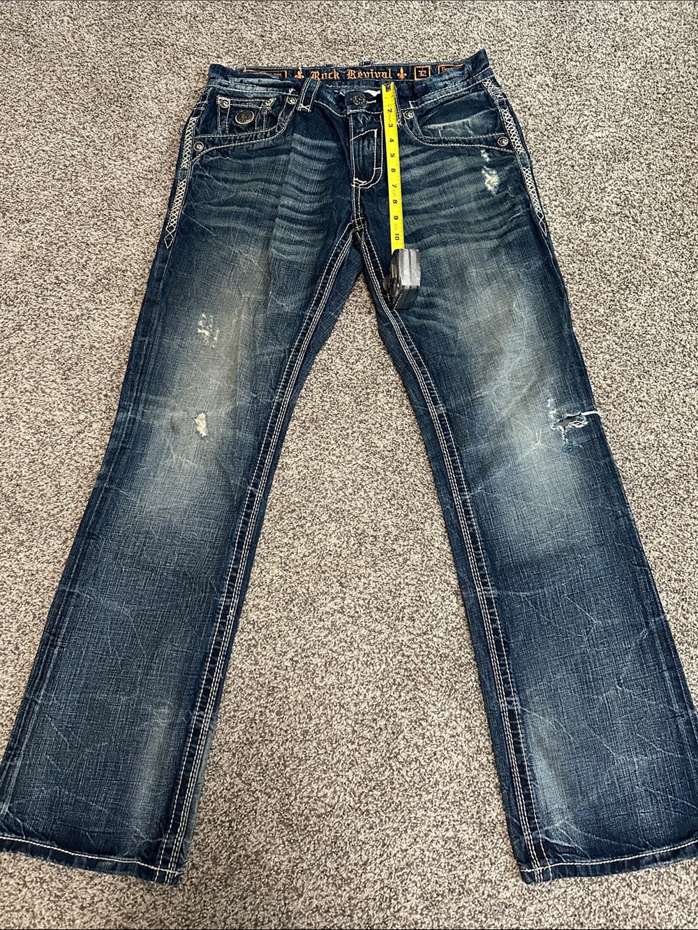 Rock Revival Men’s Straight Jeans in Dark Blue Wash